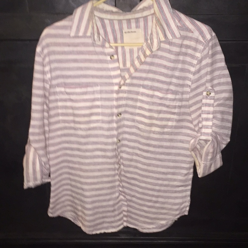 Striped red white and blue button down